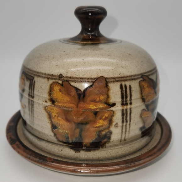 Vintage Studio Art Pottery Cheese Dome Butter Dish Not Signed Rustic Farmhouse - Picture 3 of 8